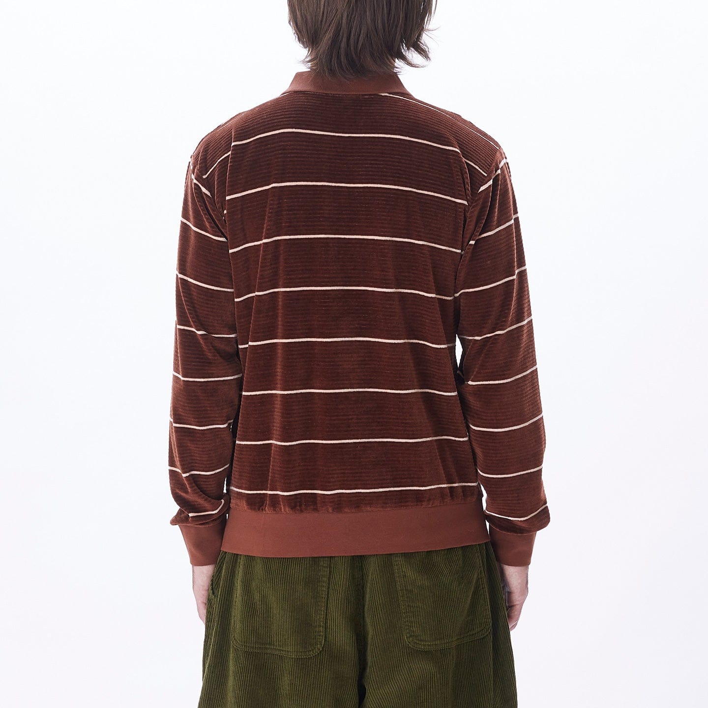 obey t-shirt ASTORIA VELOUR STRIPE POLO LS