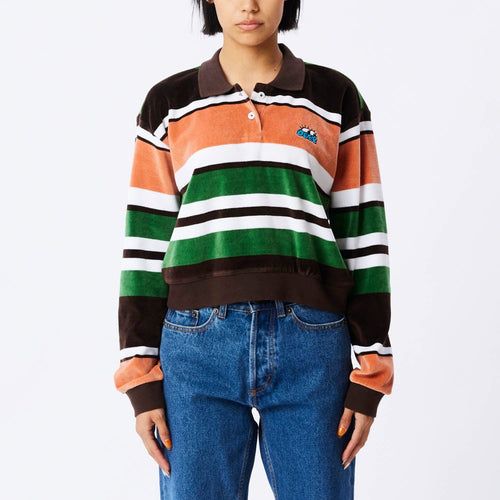 t-shirt obey CURIOUS EYE POLO LS - DARK OAK MULTI