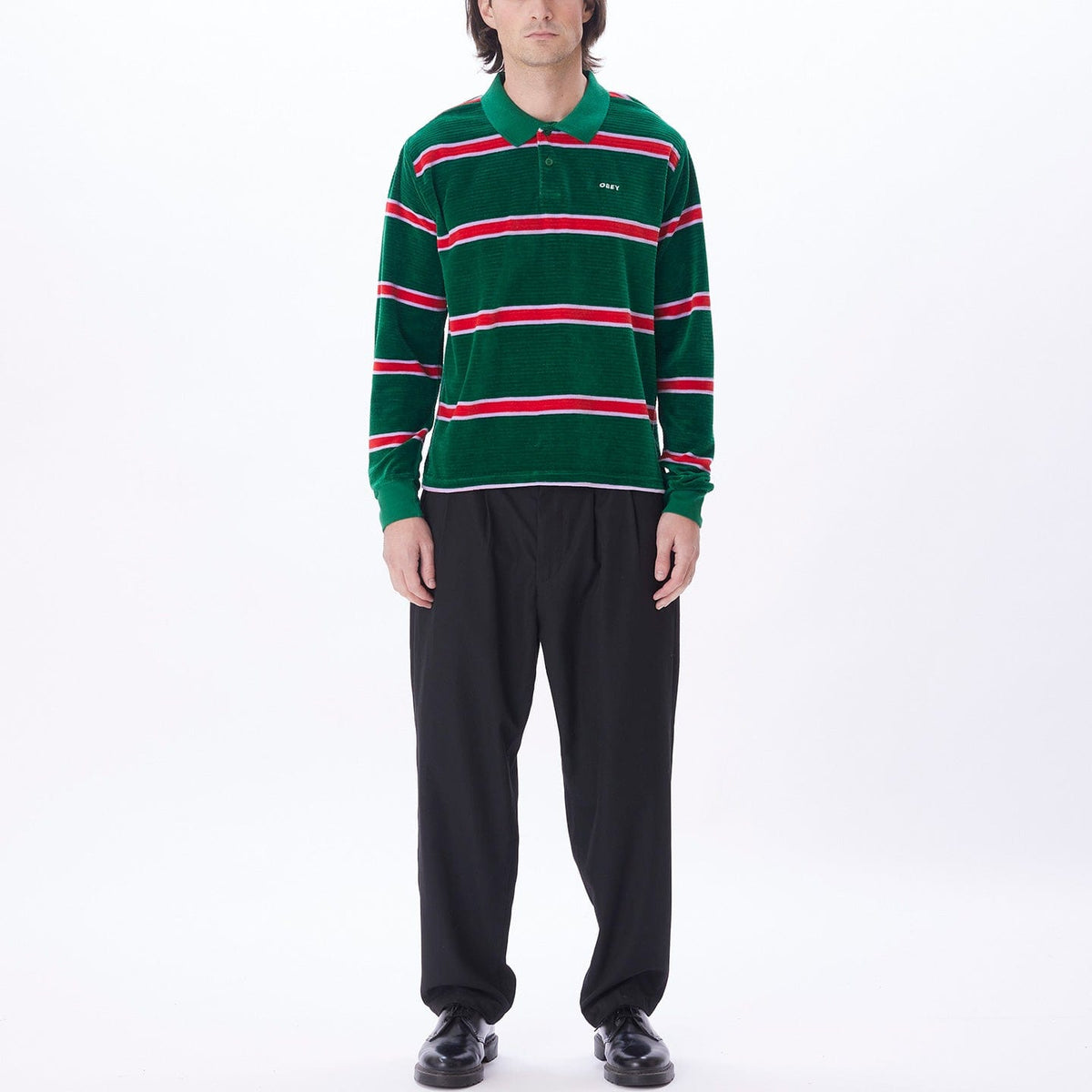 obey t-shirt HOLSTIEN VELOUR POLO LS