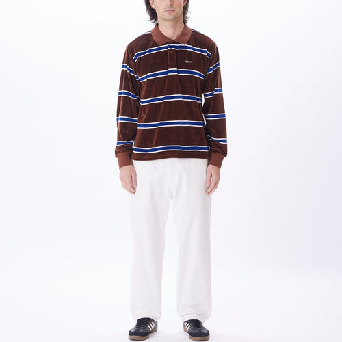 t-shirt obey HOLSTIEN VELOUR POLO LS