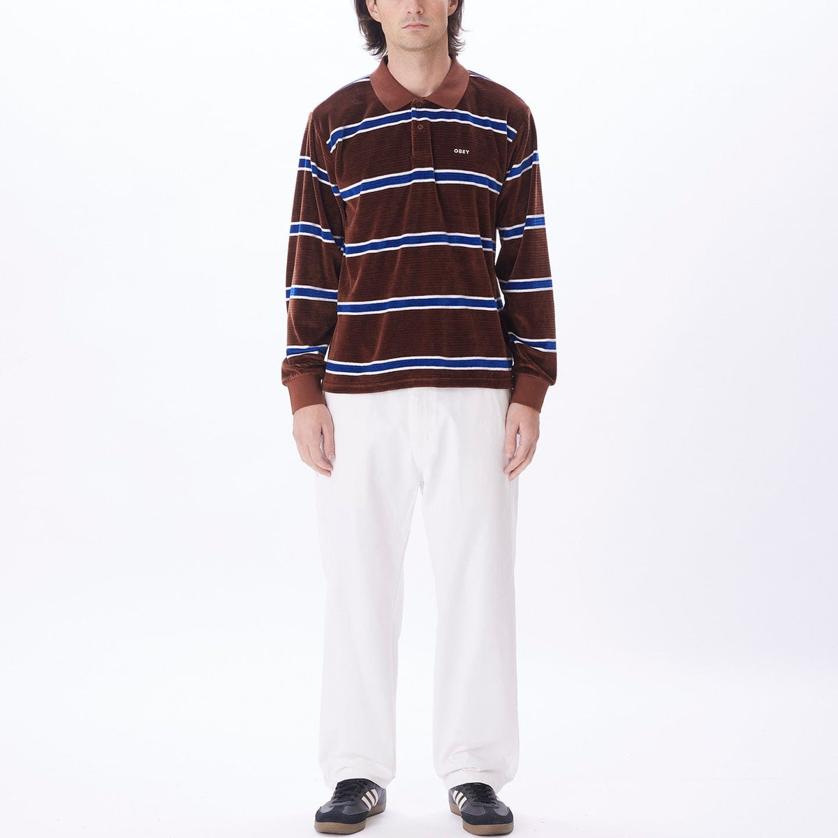 obey t-shirt HOLSTIEN VELOUR POLO LS