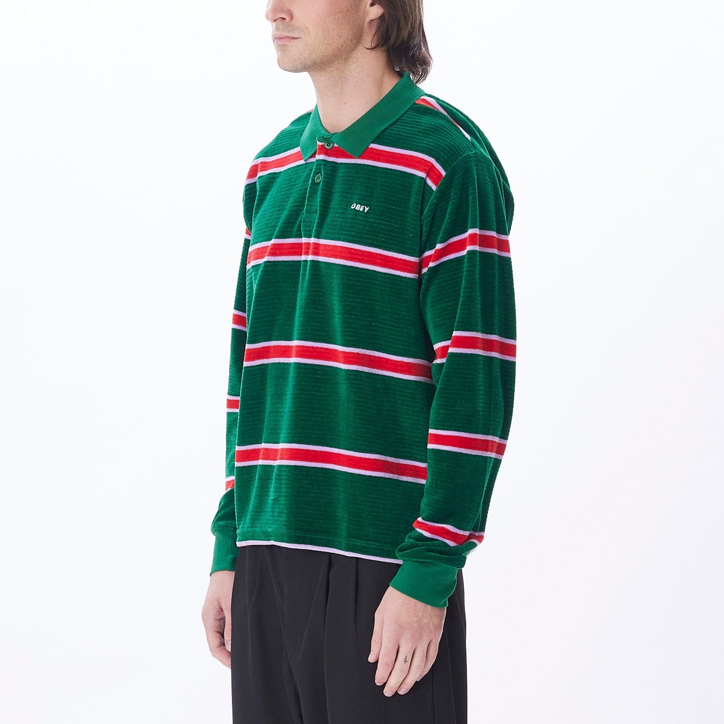 obey t-shirt HOLSTIEN VELOUR POLO LS