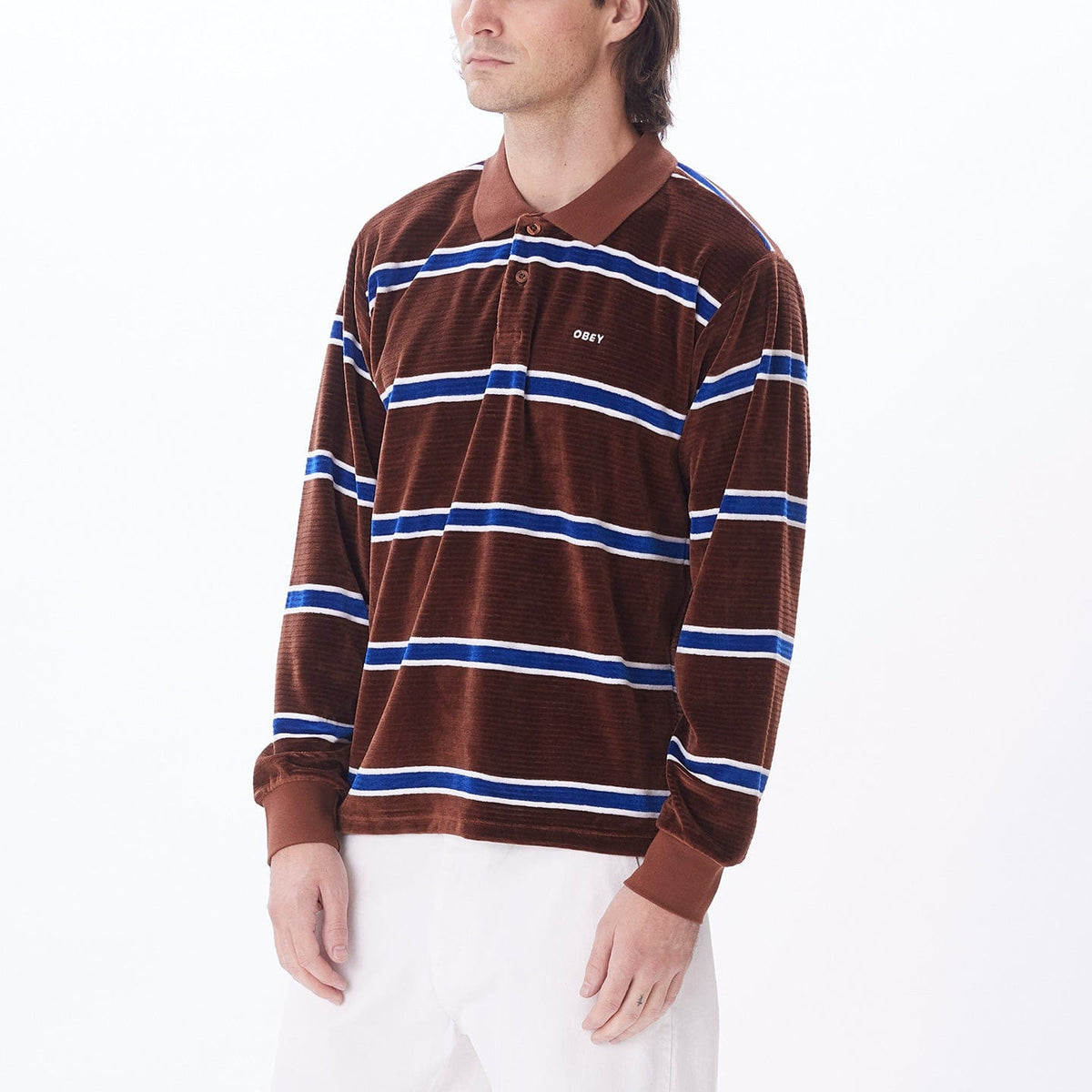 obey t-shirt HOLSTIEN VELOUR POLO LS