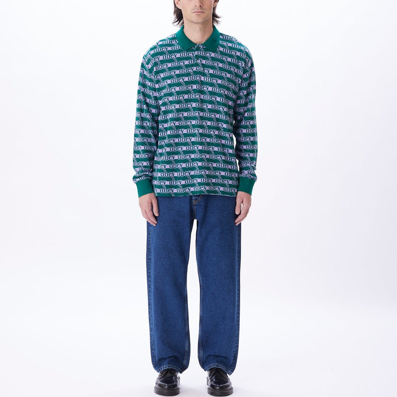 obey t-shirt INTERLOCK LOGO JACQUARD POLO LS