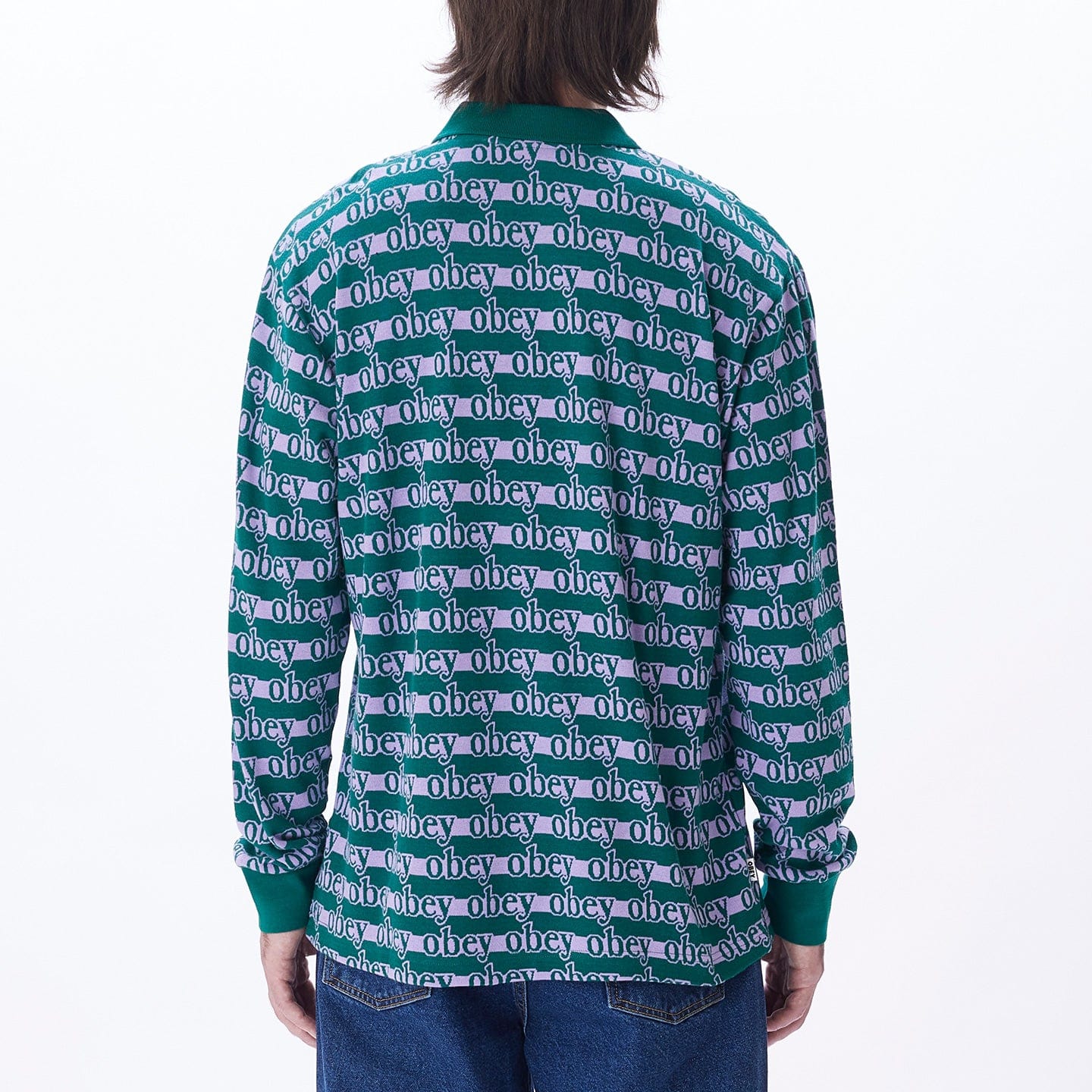 obey t-shirt INTERLOCK LOGO JACQUARD POLO LS