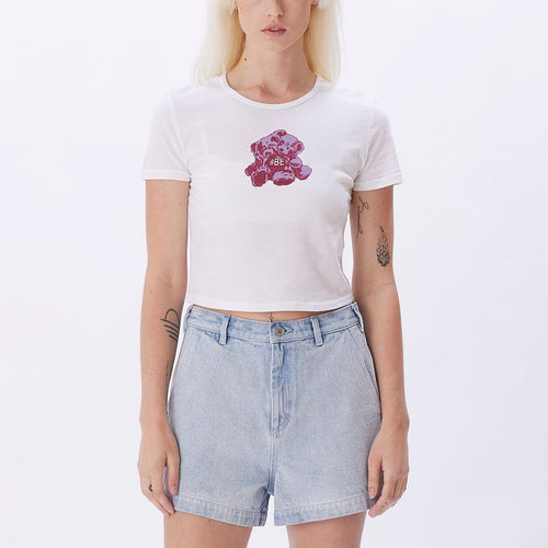 t-shirt obey OBEY BEAR HUG CROPPED CHLOE FITTED TEE
