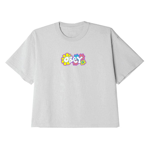 t-shirt obey OBEY GROOVY DASIES CROP TEE - WHITE