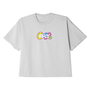 OBEY GROOVY DASIES CROP TEE - WHITE