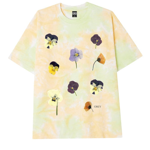 t-shirt obey OBEY PRESSED DAISIES HEAVYWEIGHT BLOTCH TIE DYE S - ALOE GEL BLOTCH