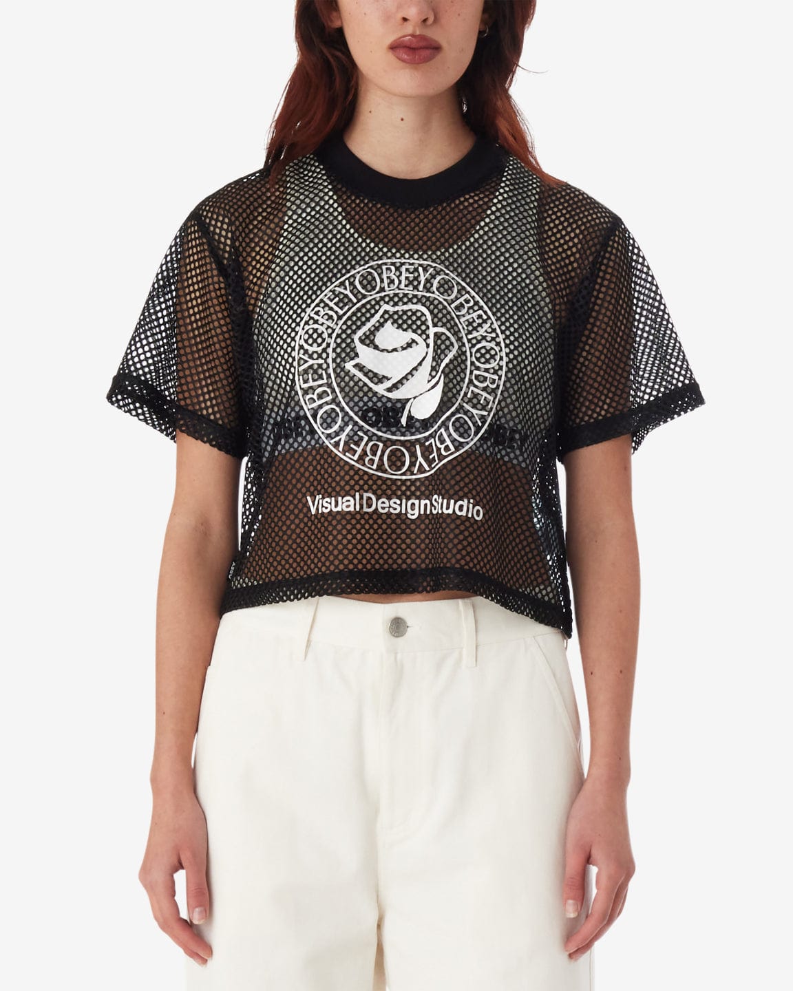 obey t-shirt Obey Rose Mesh Top