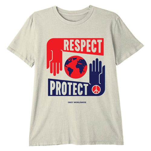 t-shirt obey PROTECT AND RESPECT ORGANIC VINTAGE TEE - SAGO