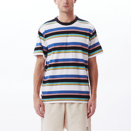 t-shirt obey SAVA STRIPE TEE SS - BLACK MULTI