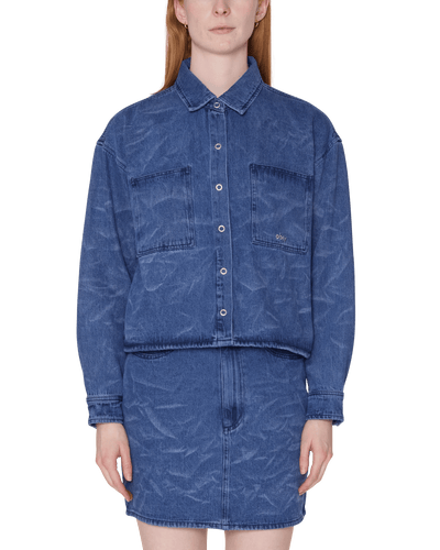 camicie obey TRINITY WRINKLE DENIM SHIRT