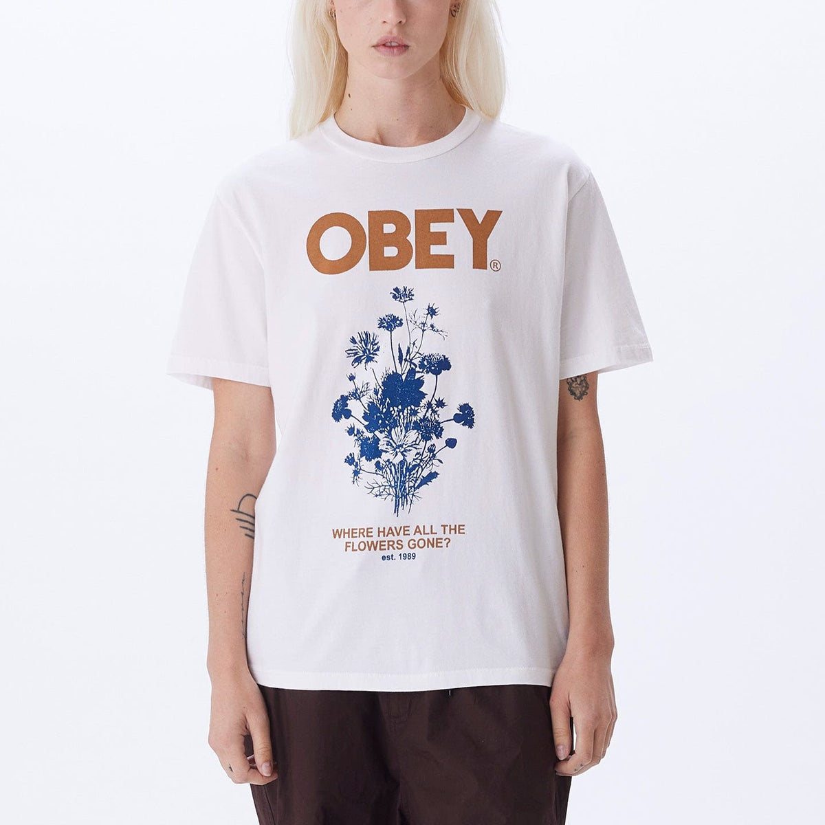 obey t-shirt WHERE HAVE ALL THE FLOWERS GONE PIGMENT CHOICE BOX