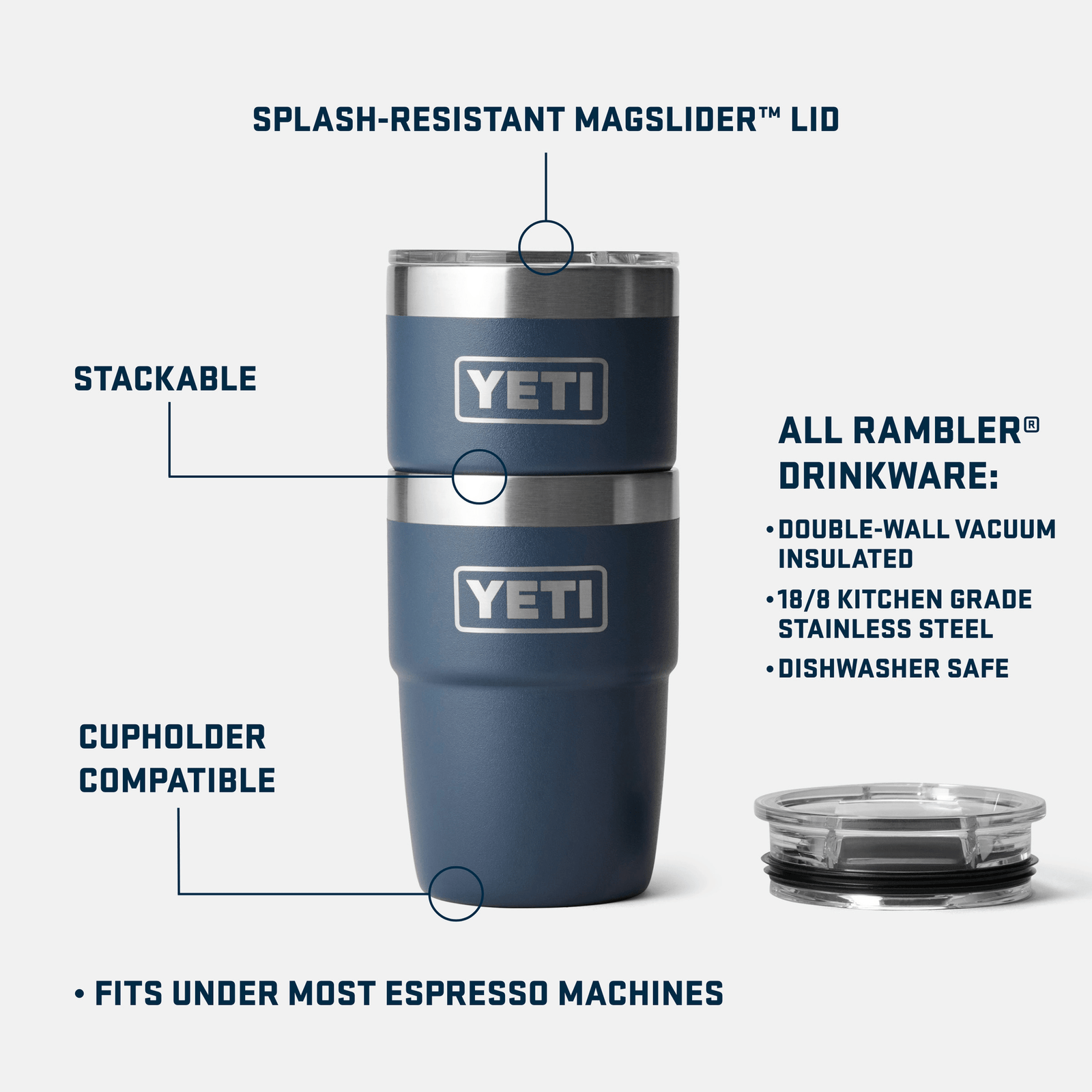 yeti tazze e bicchieri Rambler 8 Oz Stackable Tumbler White