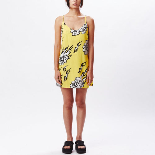 vestiti obey FLAMIN' FLOWERS DRESS - CYBER YELLOW